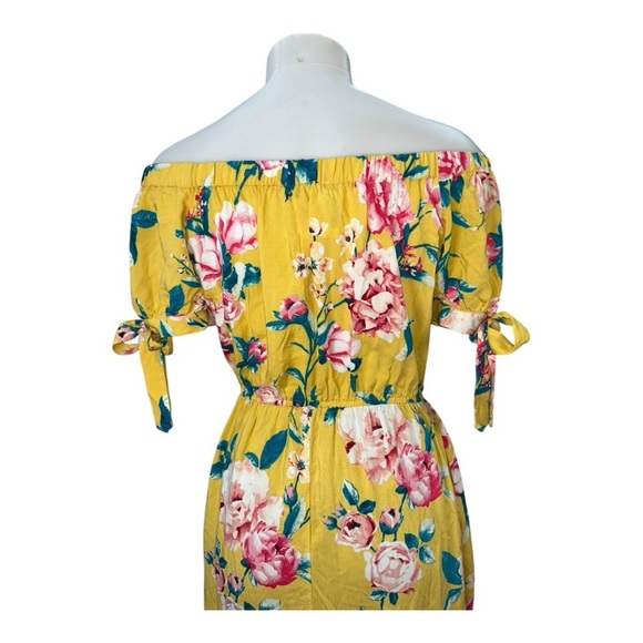 Band of Gypsies Maxi Dress Size 8 New Floral Off-Shoulder Yellow, Pink Dress - Picture 3 of 14